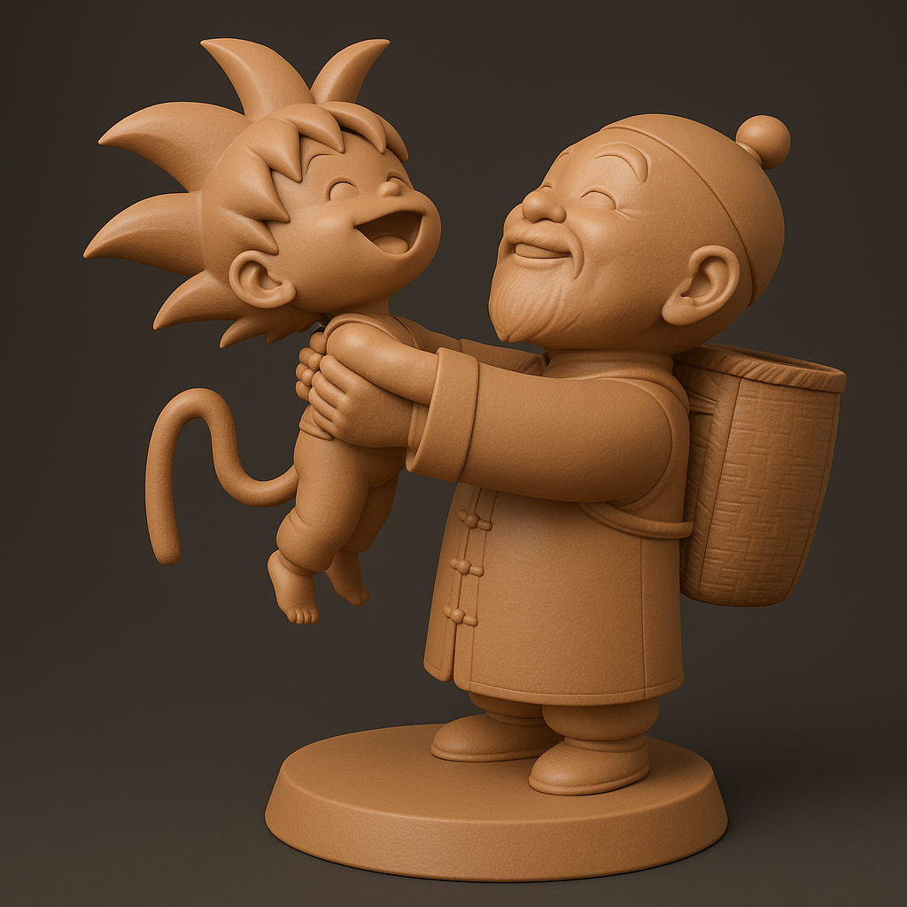 silhouette 3d printer maker-3d portrait printing_Joyful Sage with Playful Child