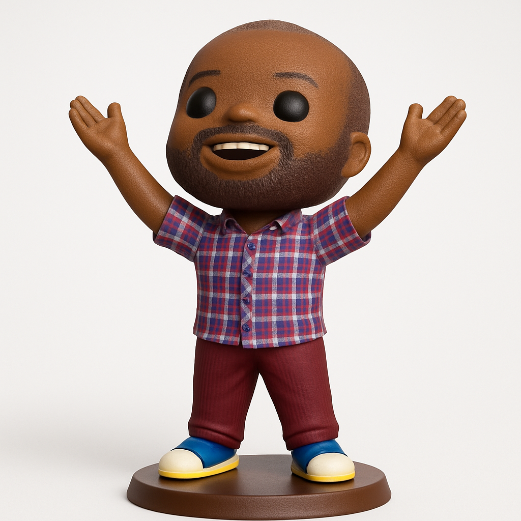 face to 3d model ai-3D portrait printing from photo_Happy Chibi Man Funko-Style Figurine - Spread Positivity!