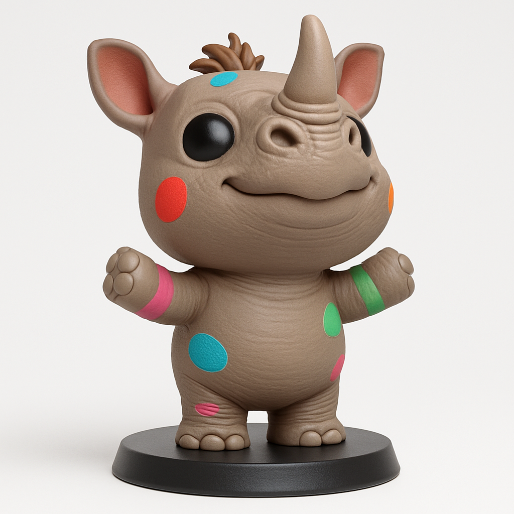 face anatomy 3d model-create 3d face model from photo_Happy Rhino Pal: Easy-Print Polka Dot Figurine!