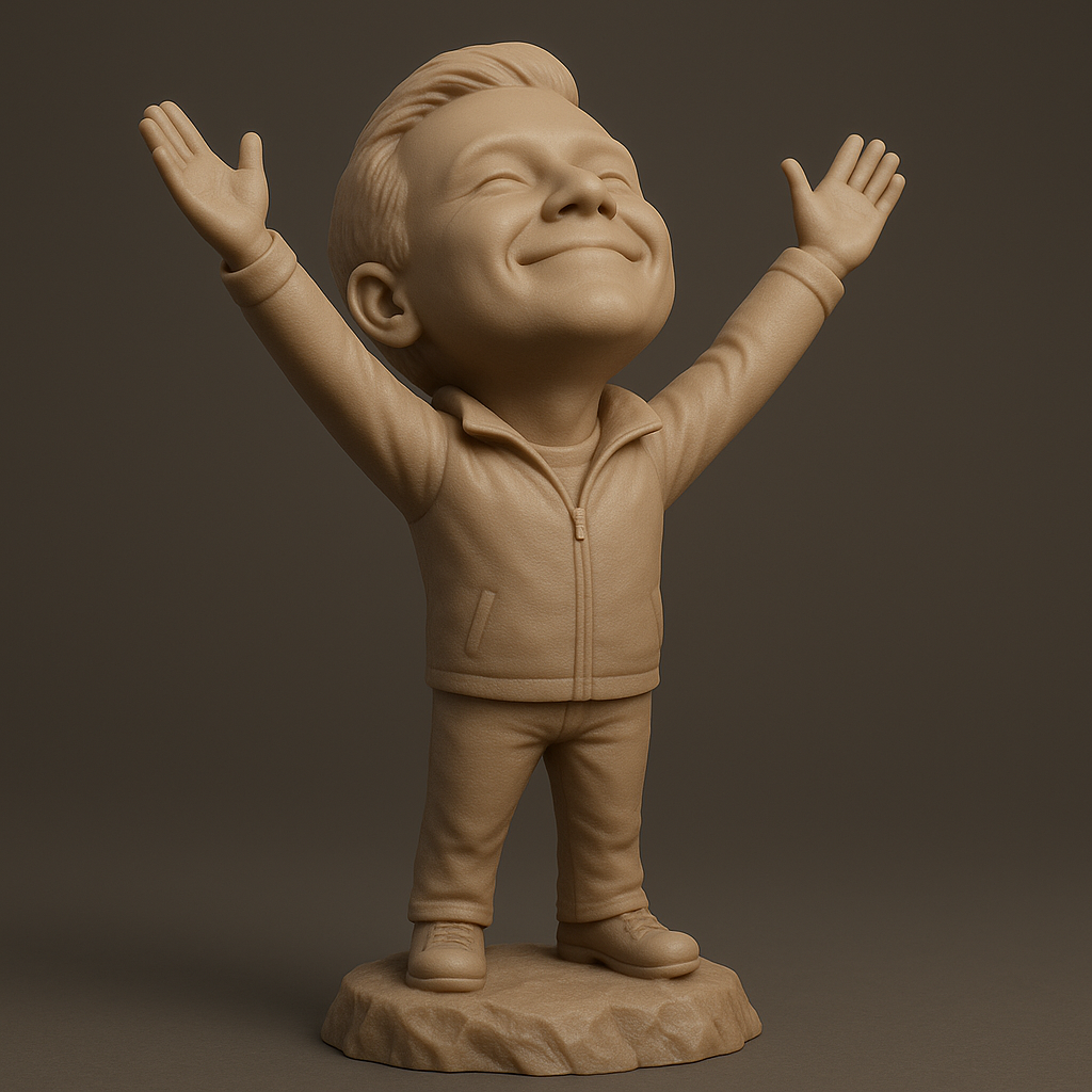 silhouette 3d printer maker-3d portrait printing_Joyful Kid Statue: Embrace Happiness!