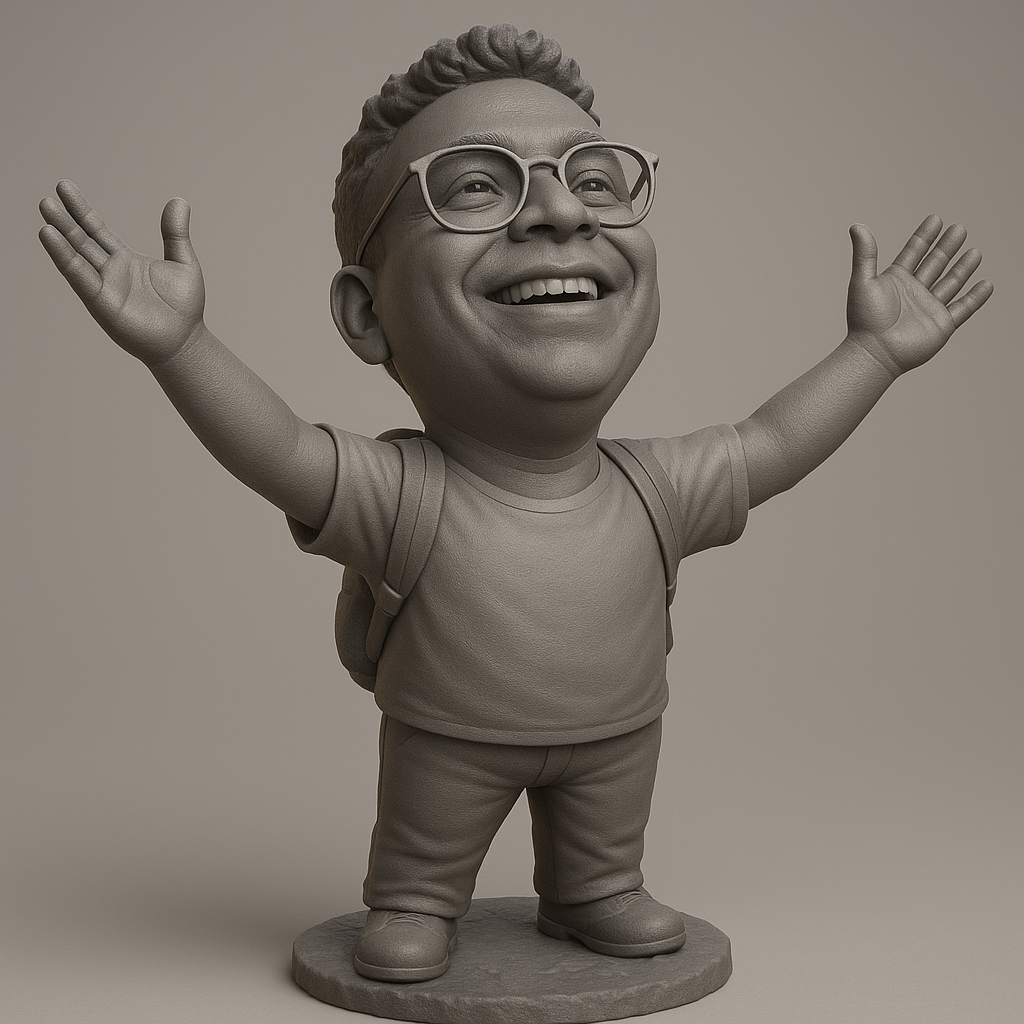 face anatomy 3d model-create 3d face model from photo_Joyful Kid Figure with Backpack