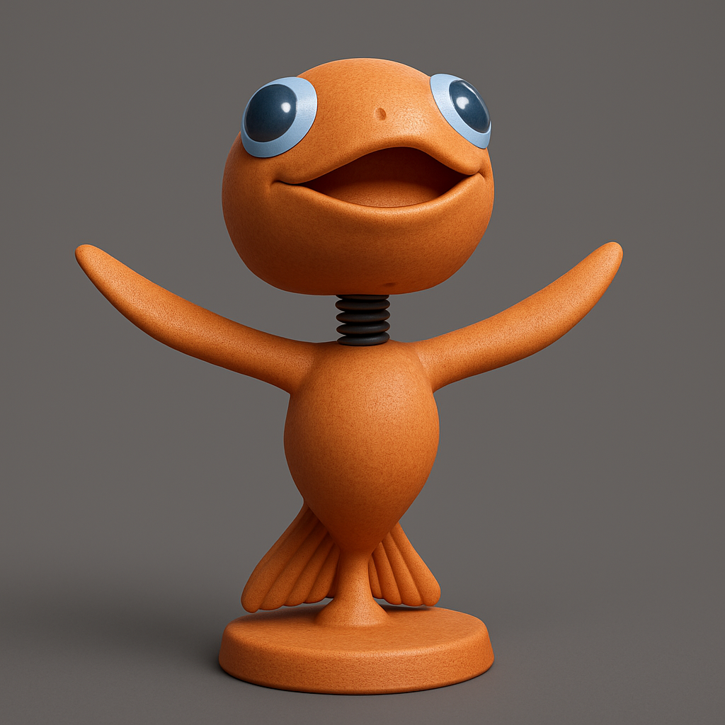 face anatomy 3d model-create 3d face model from photo_Cheerful Fishy Figurine with Spring Motion