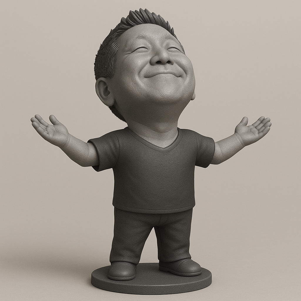 silhouette 3d printer maker-3d portrait printing_Joyful Figurine with Outstretched Arms