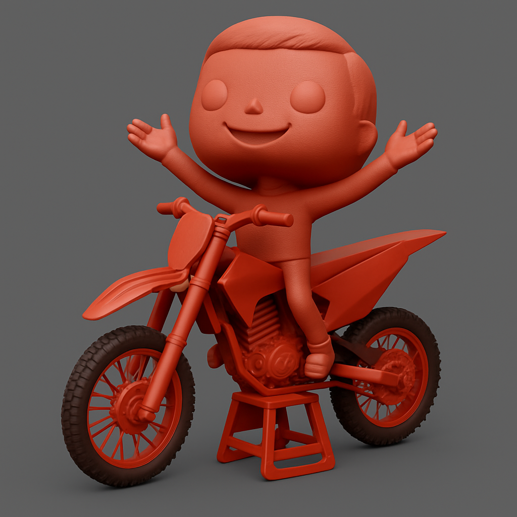 face to 3d model ai-3D portrait printing from photo_Motocross Fun: Happy Rider Desk Buddy