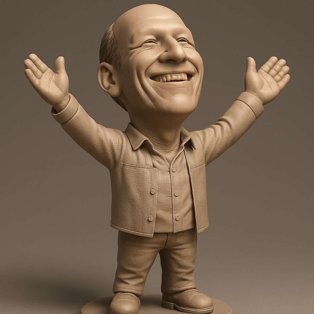 silhouette 3d printer maker-3d portrait printing_Cheerful 3D Figurine with Open Arms