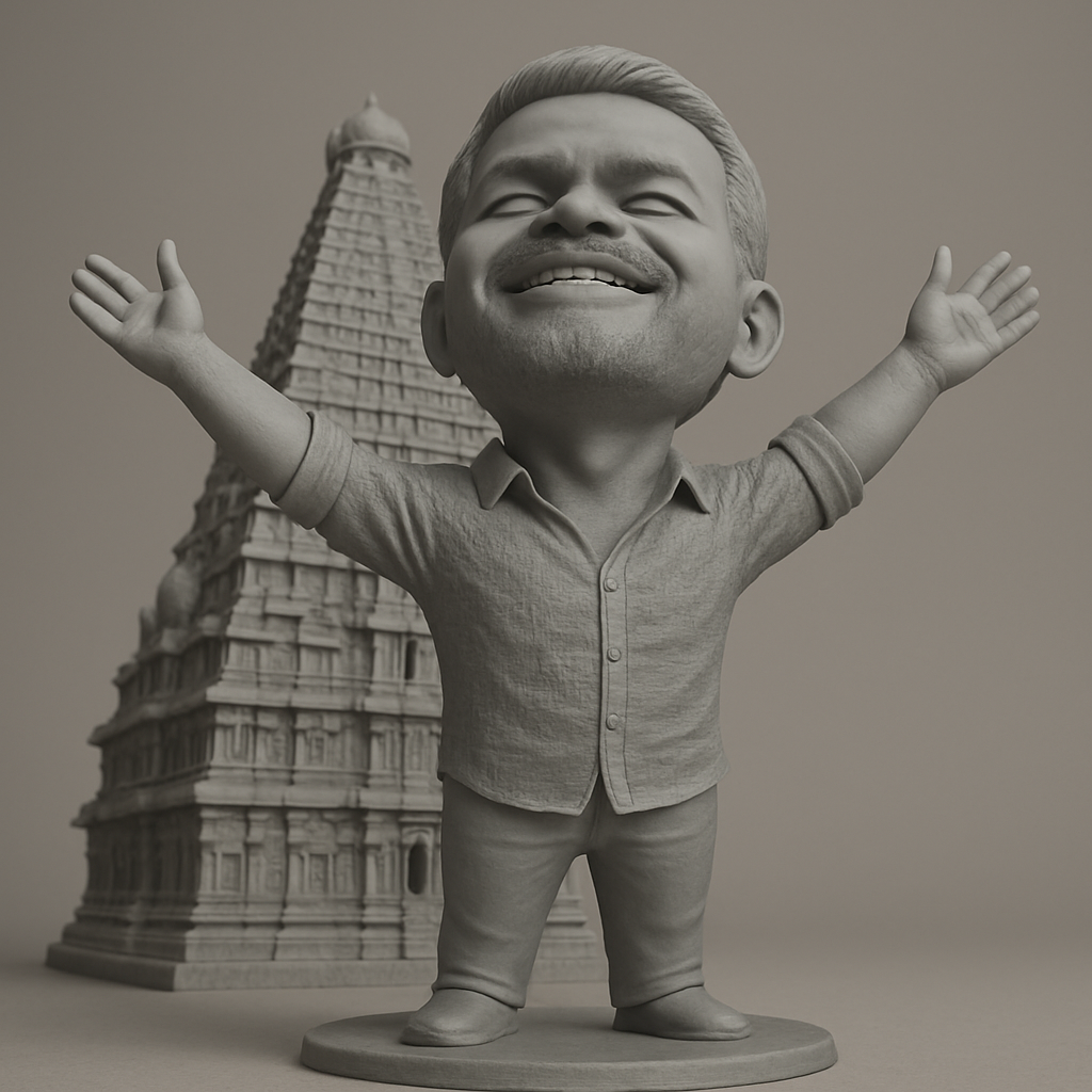 face anatomy 3d model-create 3d face model from photo_Custom Joyful Caricature & Brihadeeswarar Temple