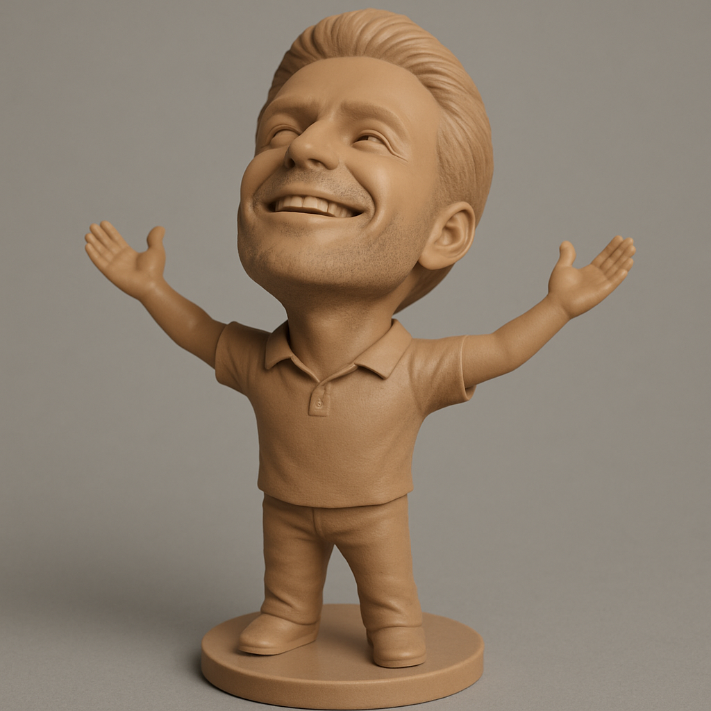 face to 3d model ai-3D portrait printing from photo_Spread Happiness: Joyful Pose Bobblehead Figurine