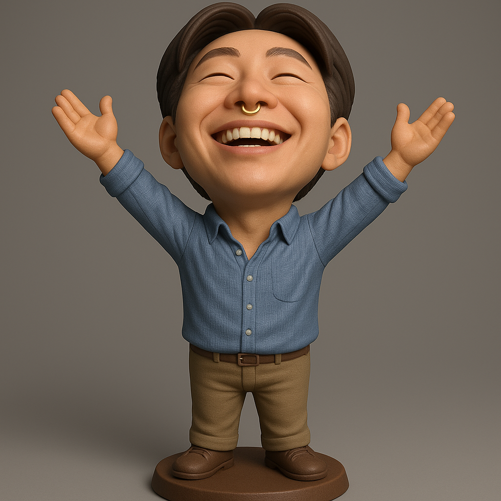 silhouette 3d printer maker-3d portrait printing_Joyful Figurine with Outstretched Arms