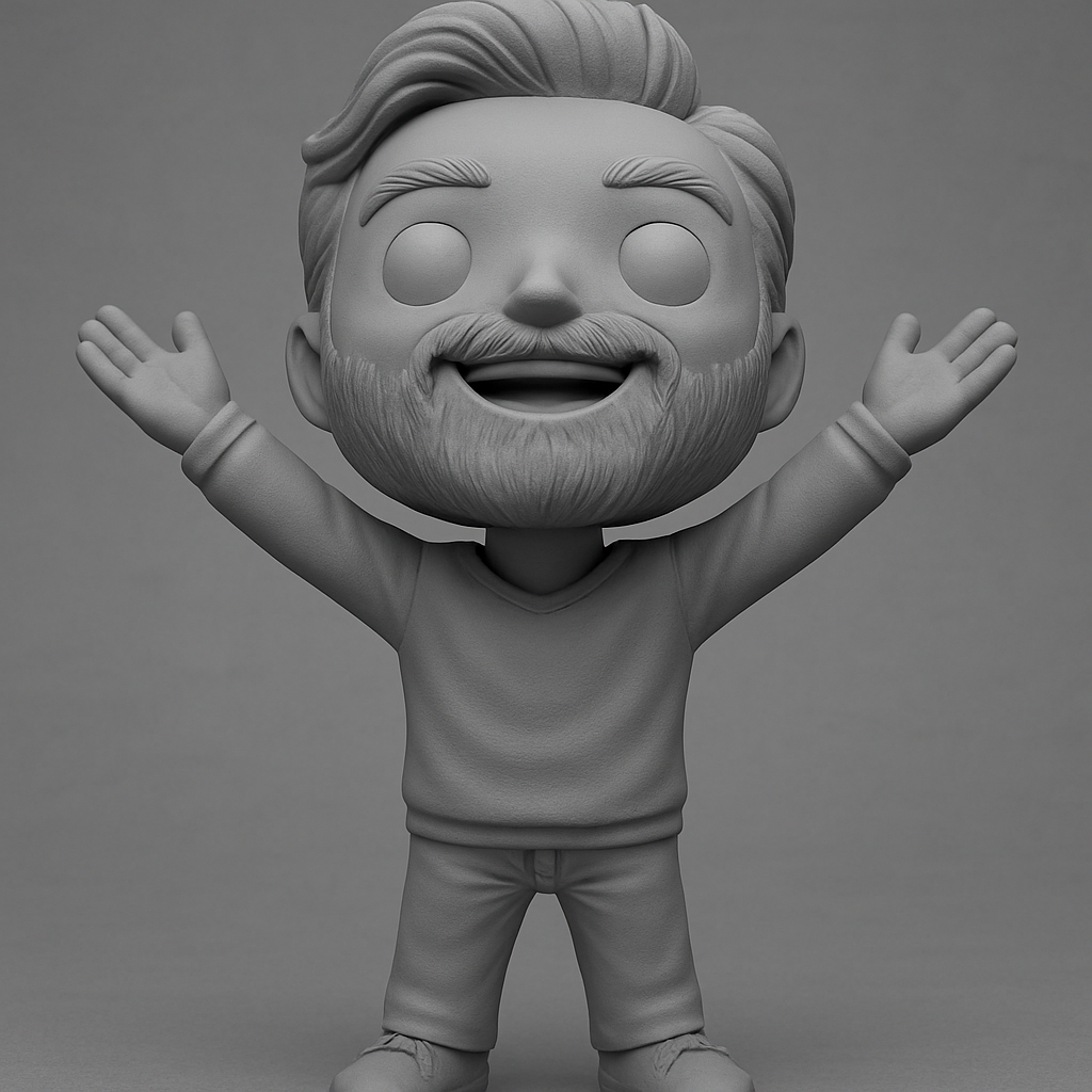 face anatomy 3d model-create 3d face model from photo_Joyful Bearded Chibi Figurine 3D Print