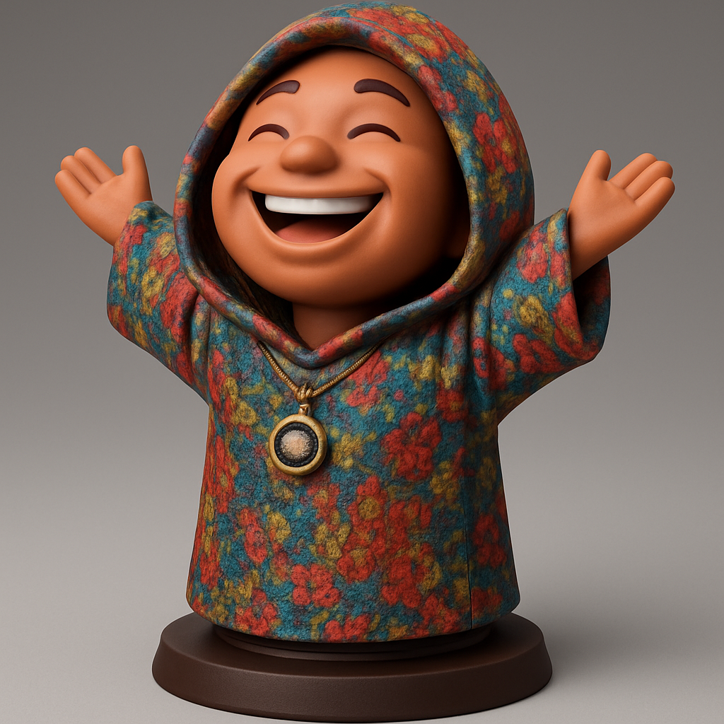 face to 3d model ai-3D portrait printing from photo_Radiant Joy Buddy - Welcoming Floral Statue