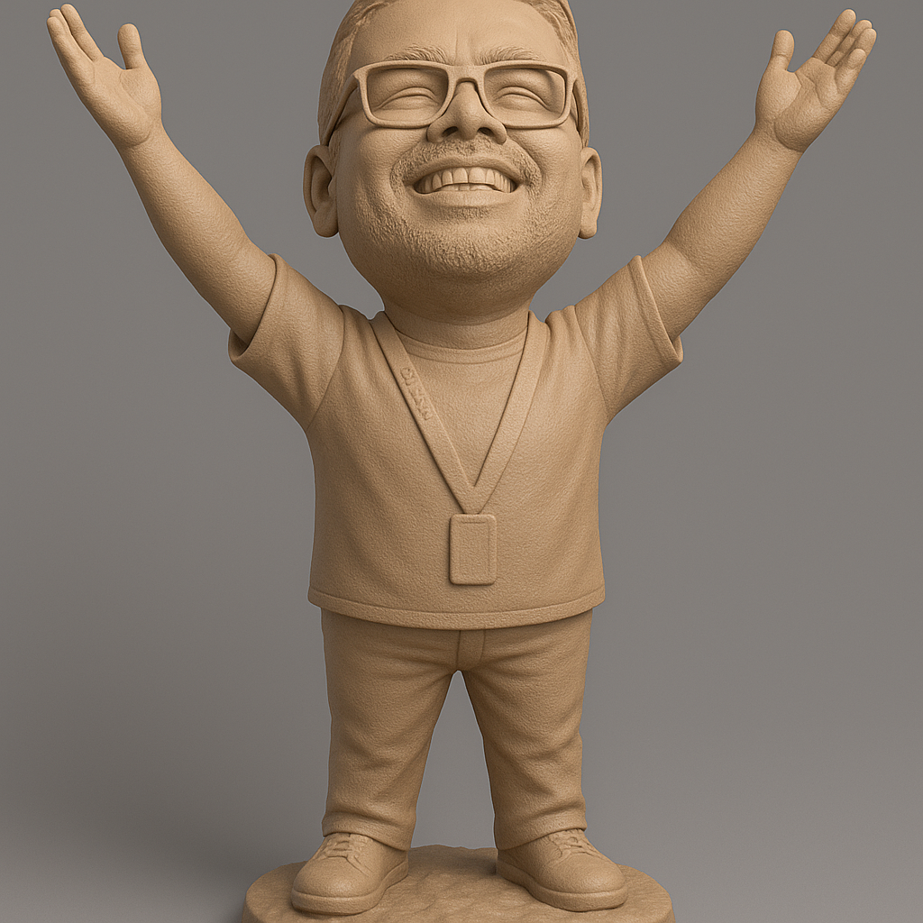 silhouette 3d printer maker-3d portrait printing_Joyful Champion Figurine for 3D Printing