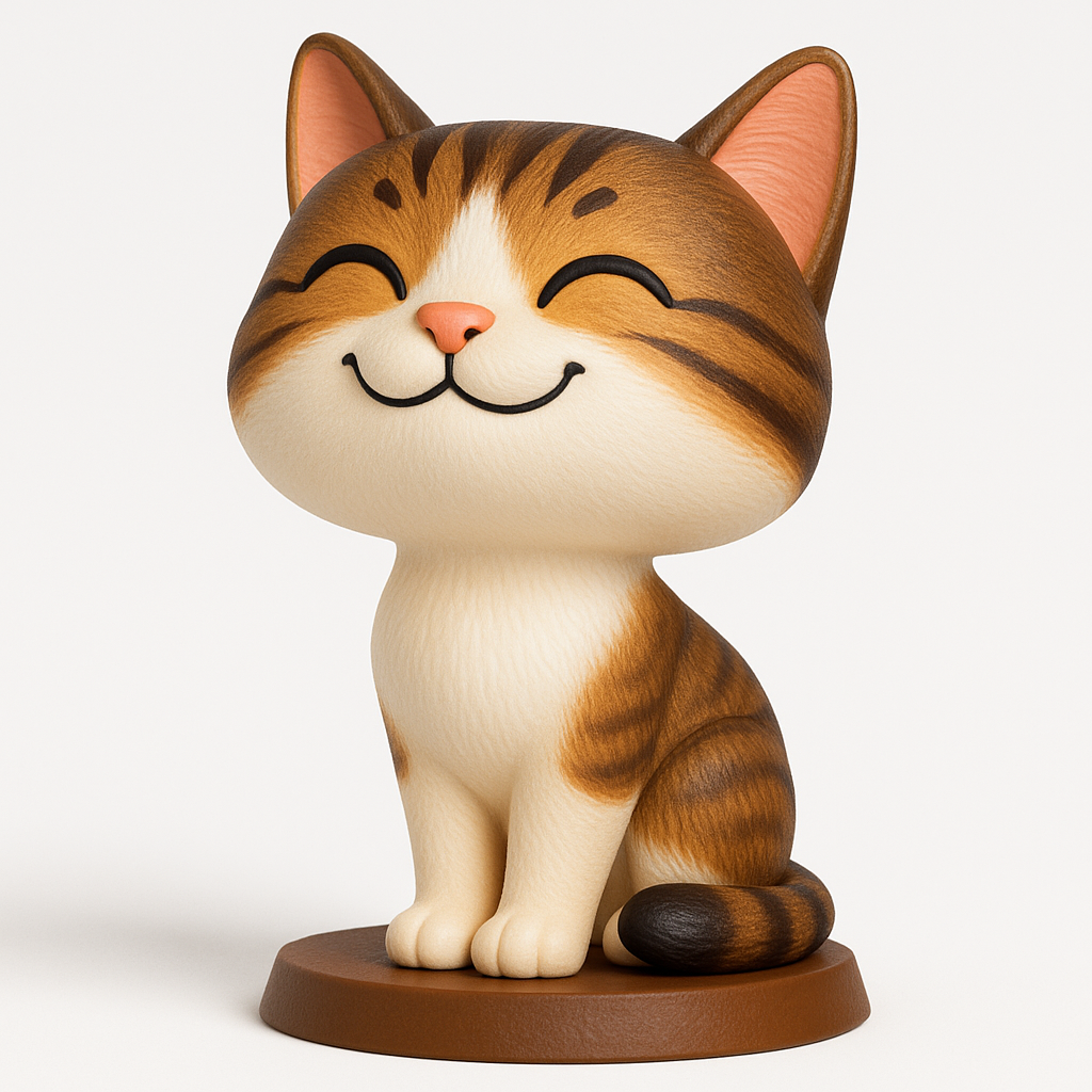 face anatomy 3d model-create 3d face model from photo_Happy Tabby Cat Figurine - Adorable Desktop Decor