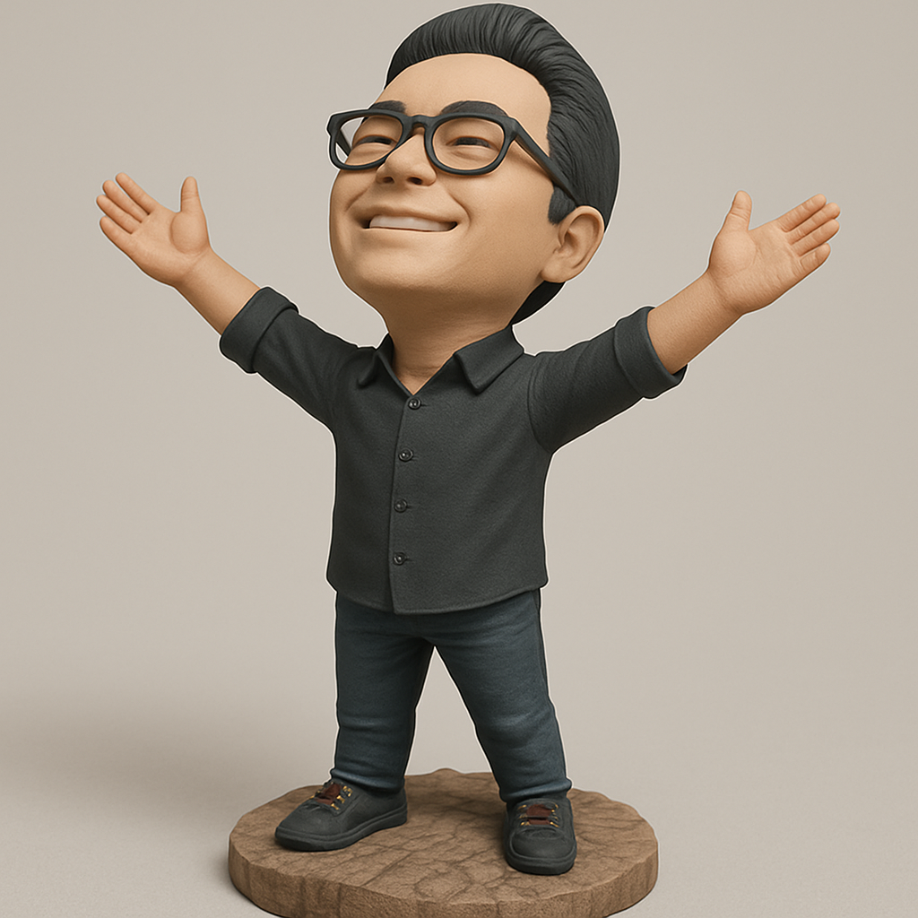 face anatomy 3d model-create 3d face model from photo_Enthusiastic Man Figurine - Arms Open for Success!