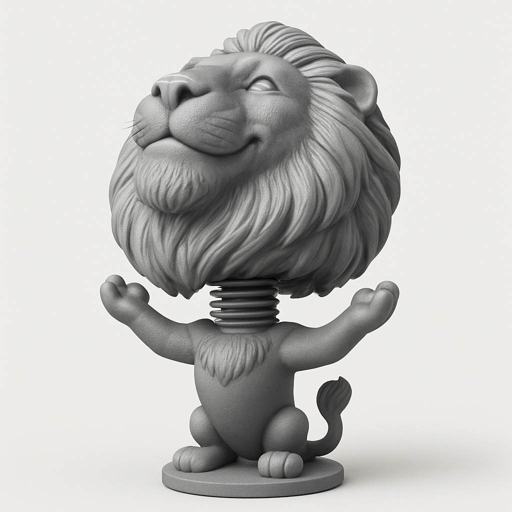 face anatomy 3d model-create 3d face model from photo_Joyful Lion Bobblehead - Shake Up Your Space!