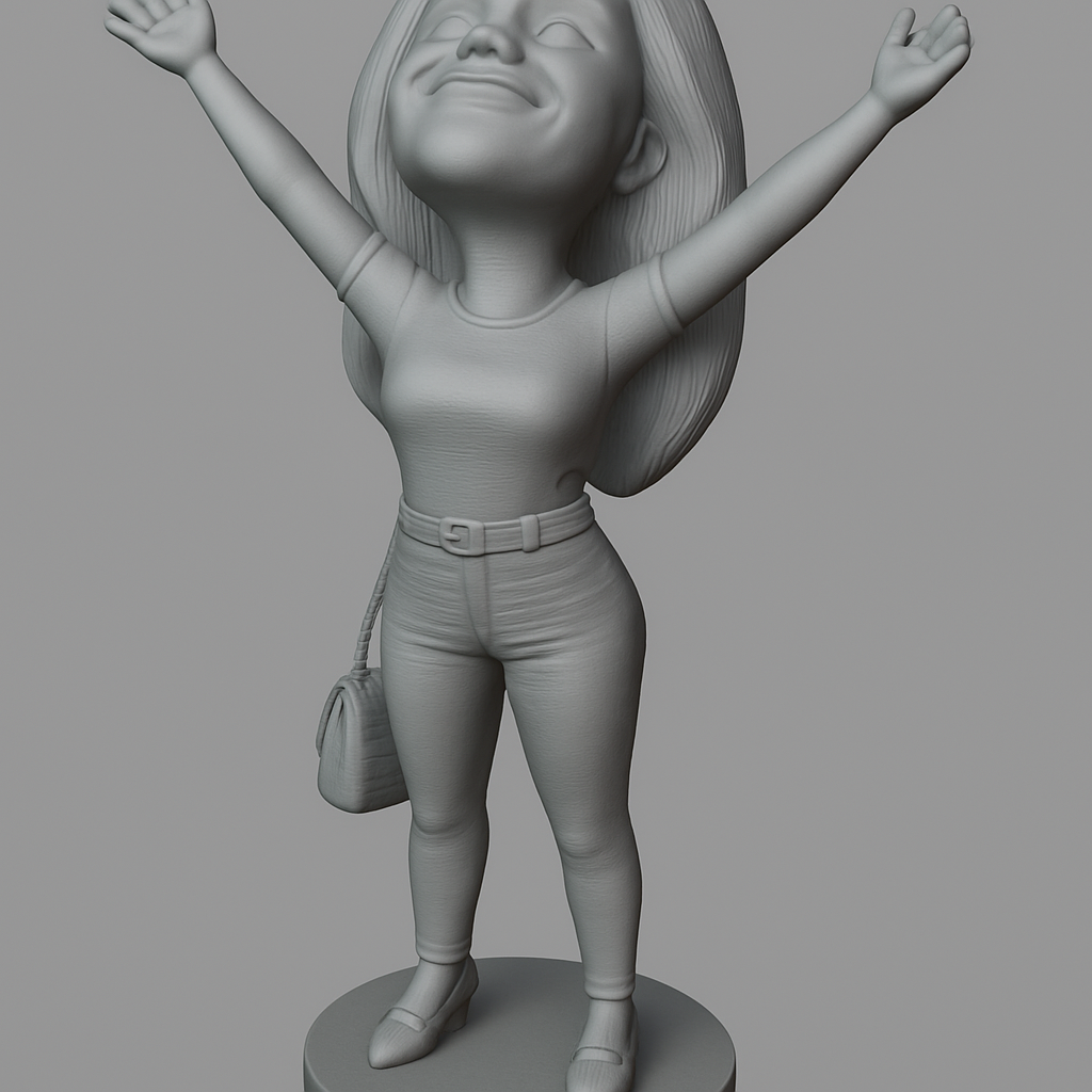 silhouette 3d printer maker-3d portrait printing_Joyful 3D Figurine with Outstretched Arms