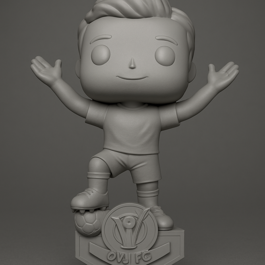 face to 3d model ai-3D portrait printing from photo_OVJ FC Soccer Star Funko Pop Style Fan Art & Trophy