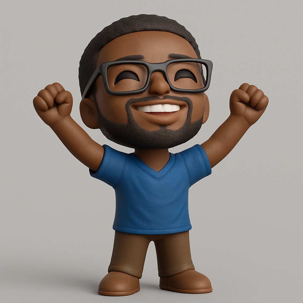 face to 3d model ai-3D portrait printing from photo_Cheering Chibi Man - Celebrate Success!