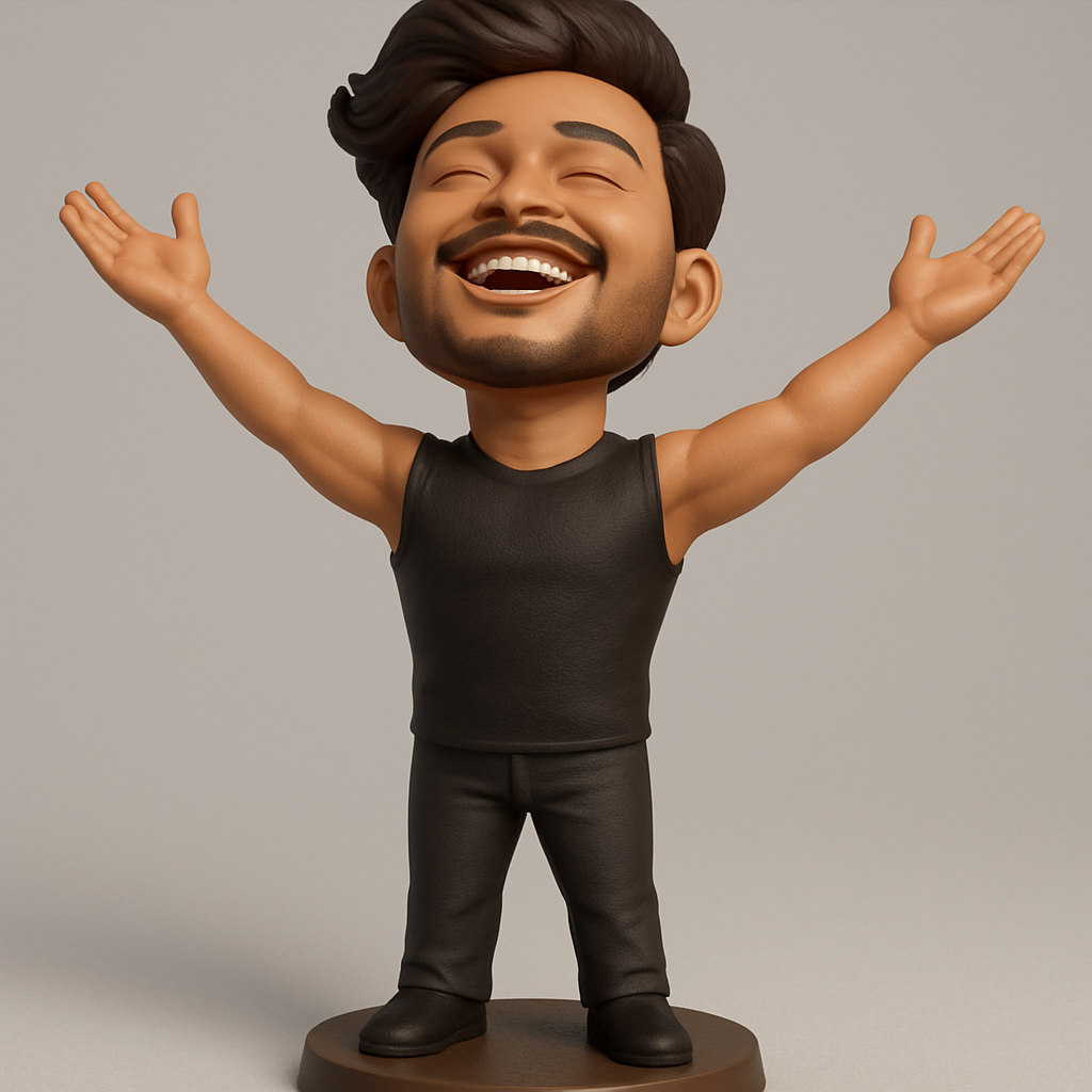 face to 3d model ai-3D portrait printing from photo_Uplifting Smile Figurine: Celebrate Joy & Positive Vibes