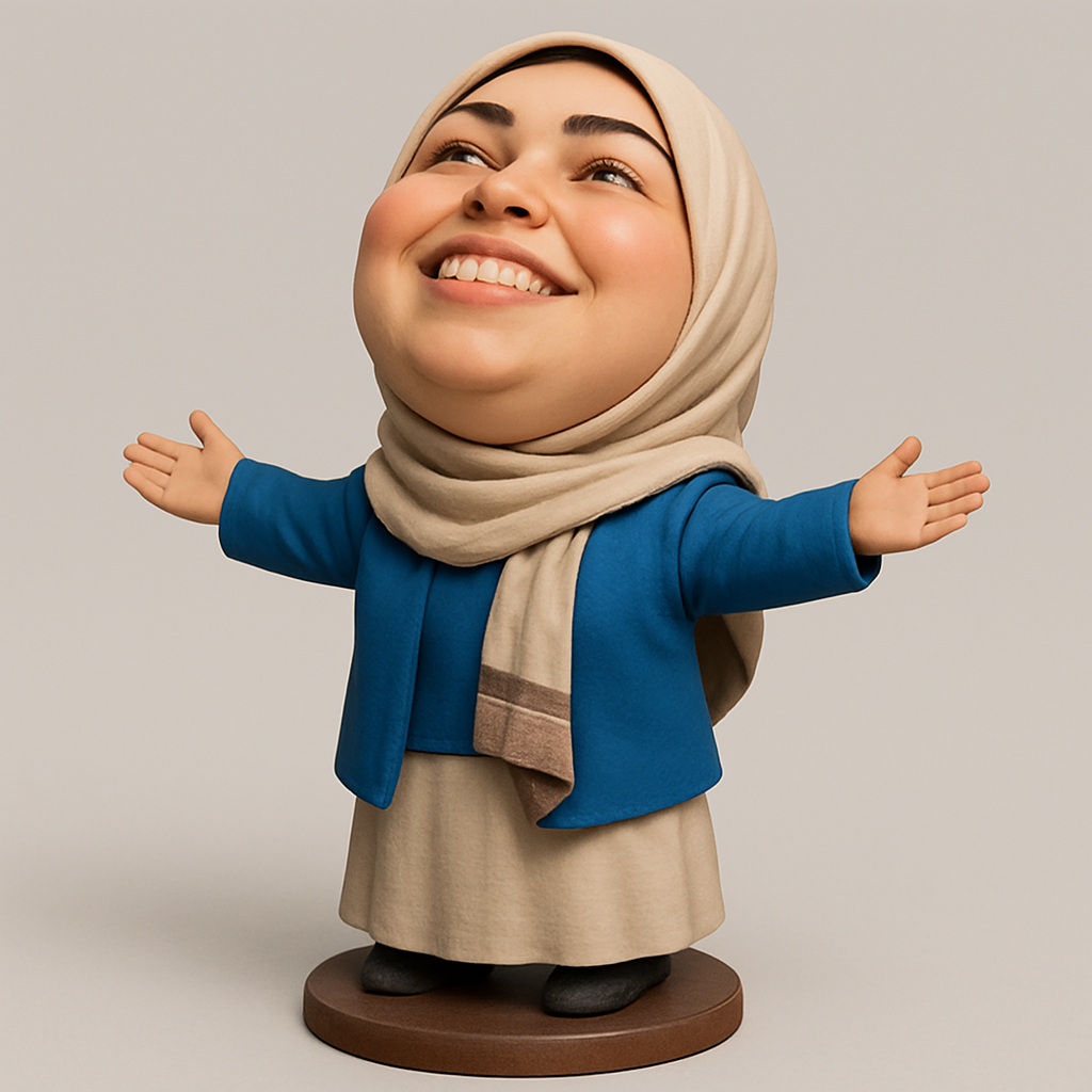face to 3d model ai-3D portrait printing from photo_Joyful Hijabi Embrace Figurine - Inspiring Decor