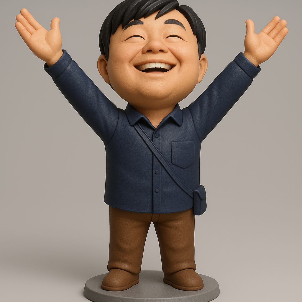 face anatomy 3d model-create 3d face model from photo_Joyful Character Figurine with Outstretched Arms