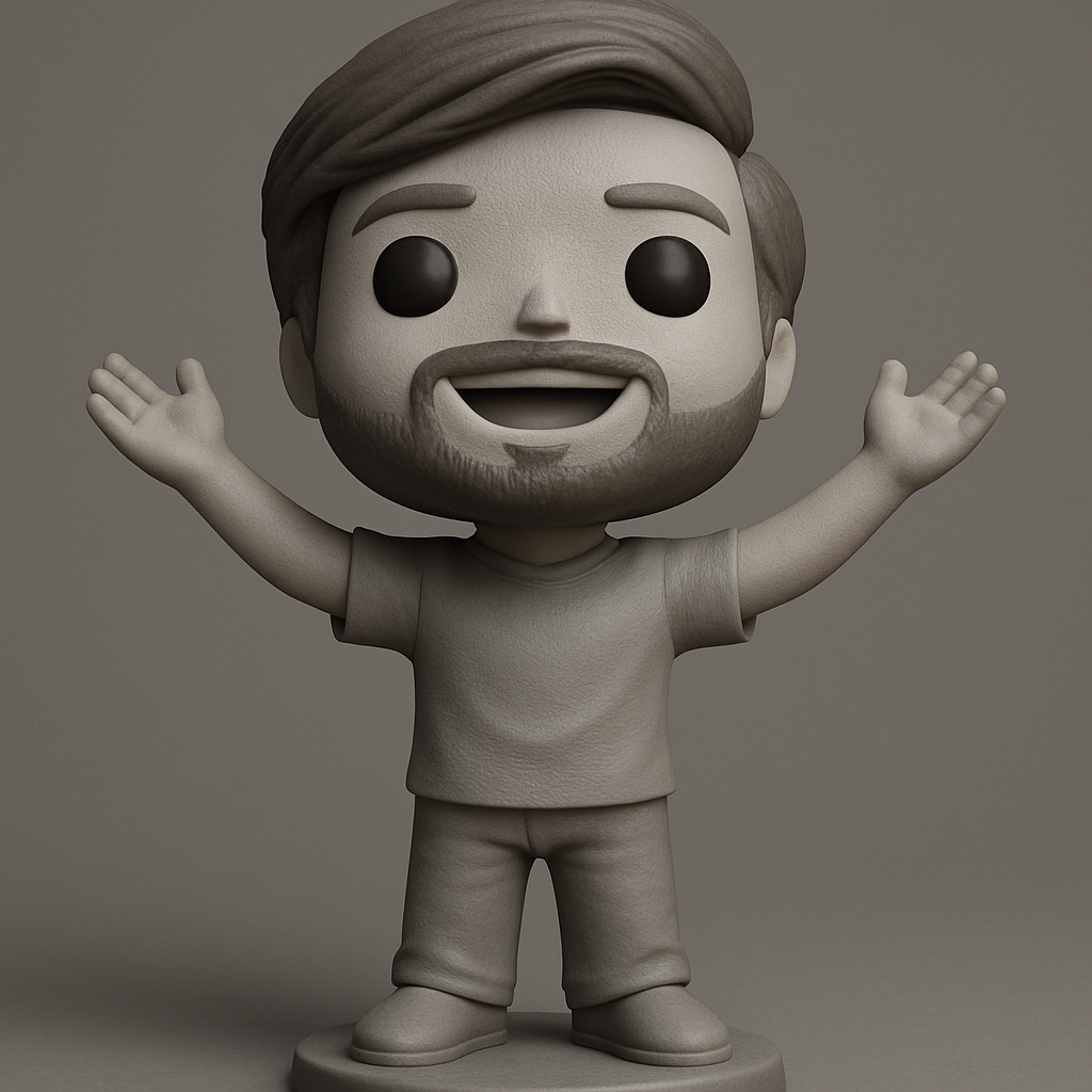 face anatomy 3d model-create 3d face model from photo_Enthusiastic Funko-Style Bearded Man Collectible
