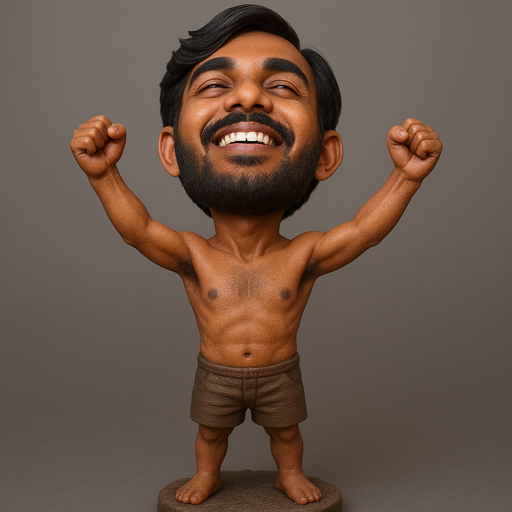 silhouette 3d printer maker-3d portrait printing_Cheerful Champion: Fun Bobblehead Design
