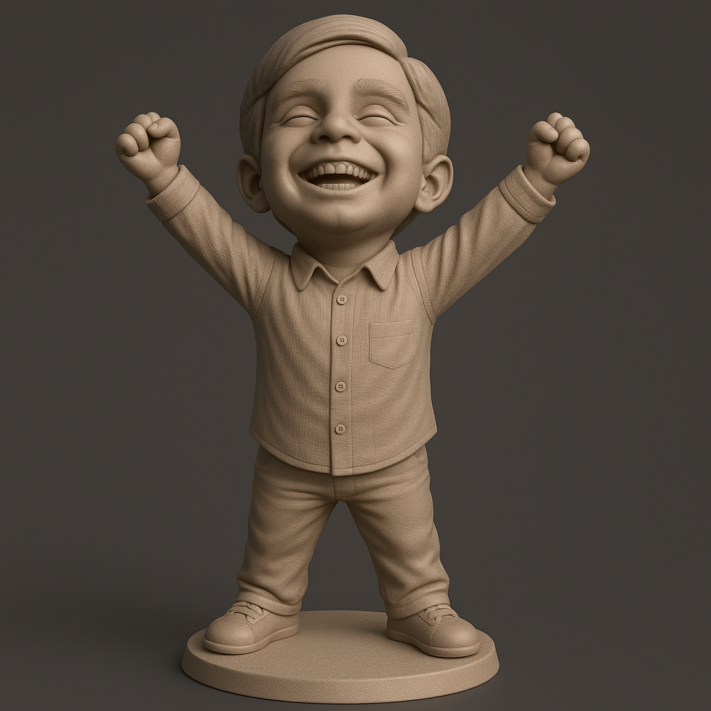 face anatomy 3d model-create 3d face model from photo_Joyful Kid Figurine for 3D Printing