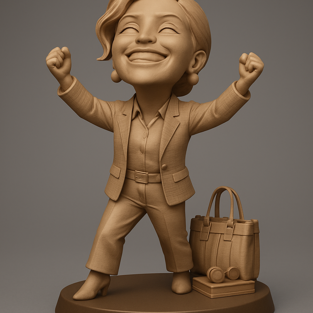 face to 3d model ai-3D portrait printing from photo_Celebrate Success: Empowered Professional Woman Figurine