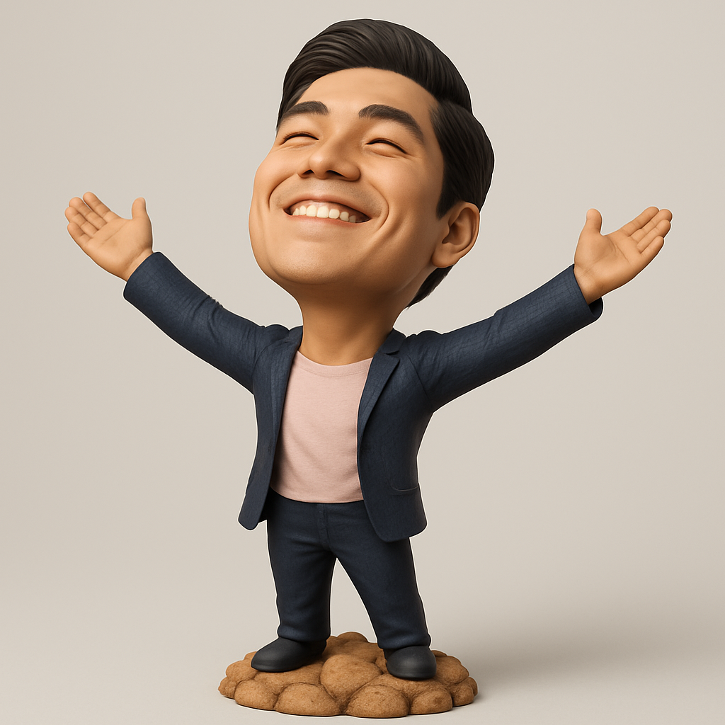 face to 3d model ai-3D portrait printing from photo_Joyful Success Bobblehead Figurine