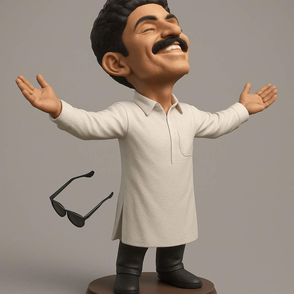 face anatomy 3d model-create 3d face model from photo_Celebrate Joy: Happy Man Figurine with Iconic Pose