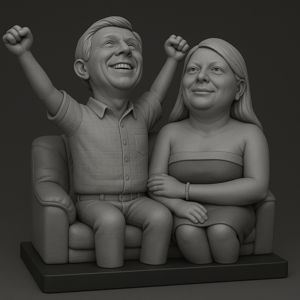 face anatomy 3d model-create 3d face model from photo_Joyful Couple on Couch Figurine