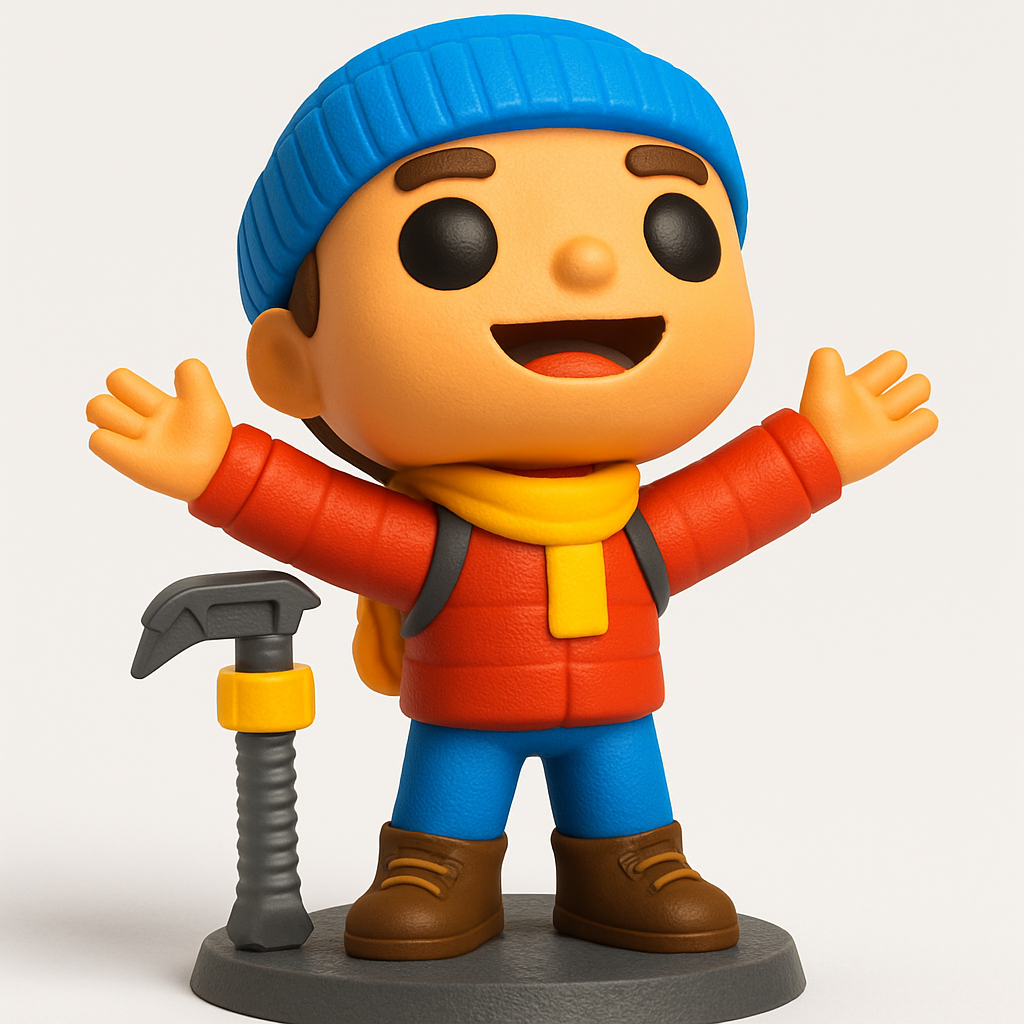 face anatomy 3d model-create 3d face model from photo_Joyful Winter Hiker Figure with Ice Axe