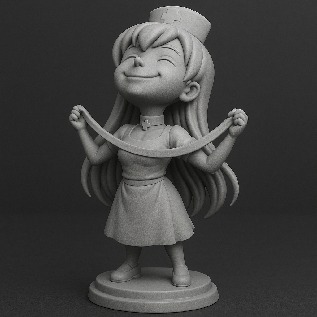 face anatomy 3d model-create 3d face model from photo_Cheerful Nurse Figurine for 3D Printing