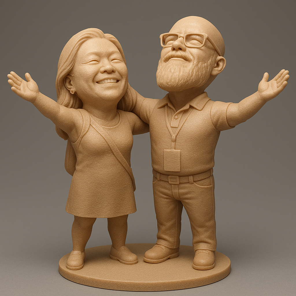silhouette 3d printer maker-3d portrait printing_Joyful Couple Figurine for 3D Printing