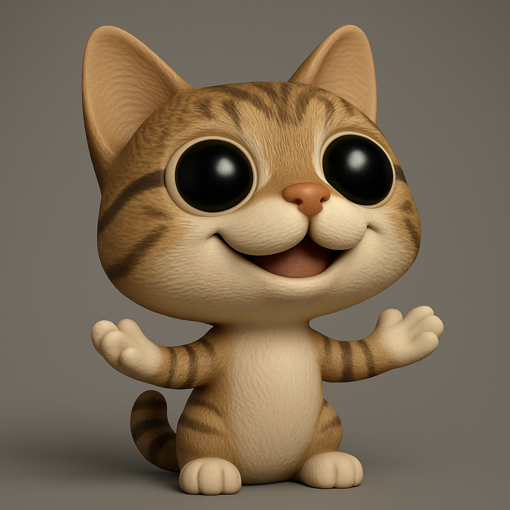 face to 3d model ai-3D portrait printing from photo_Charming Big-Eyed Kitty - Print Your Own Happy Cat!