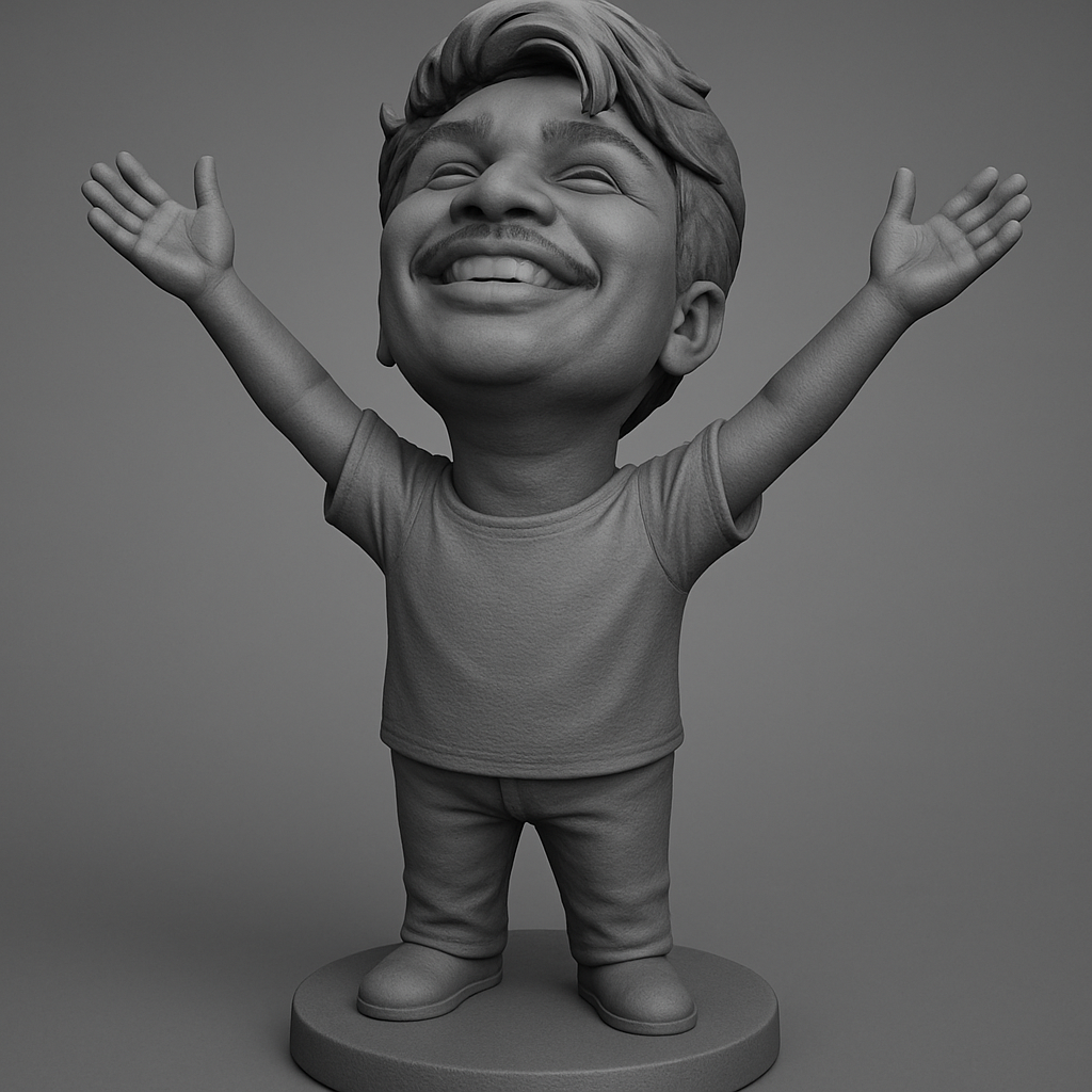 silhouette 3d printer maker-3d portrait printing_Joyful Spirit Bobblehead: A Smile for Your Desk