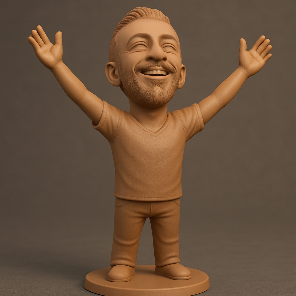 face anatomy 3d model-create 3d face model from photo_Celebrate Success: Happy Caricature Figurine