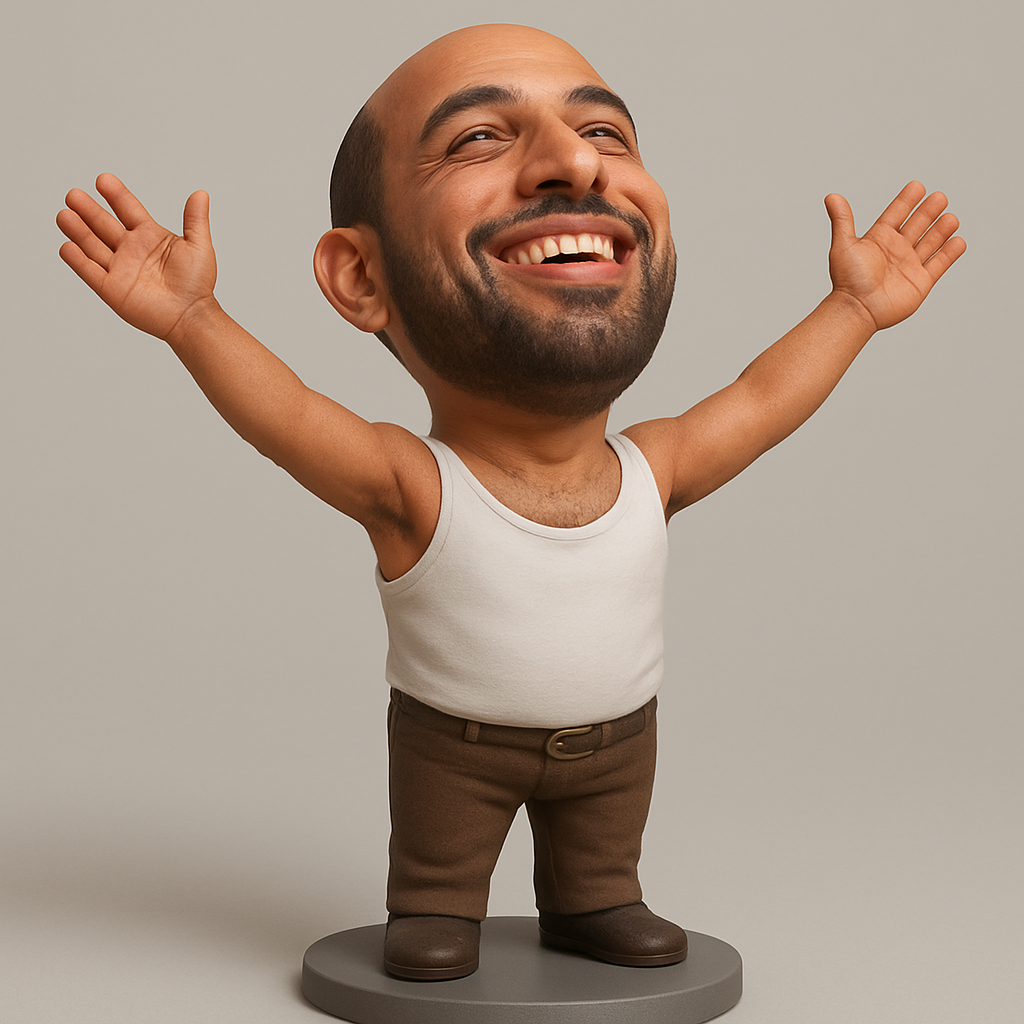 silhouette 3d printer maker-3d portrait printing_Joyful Caricature Man Figure - Radiate Happiness!