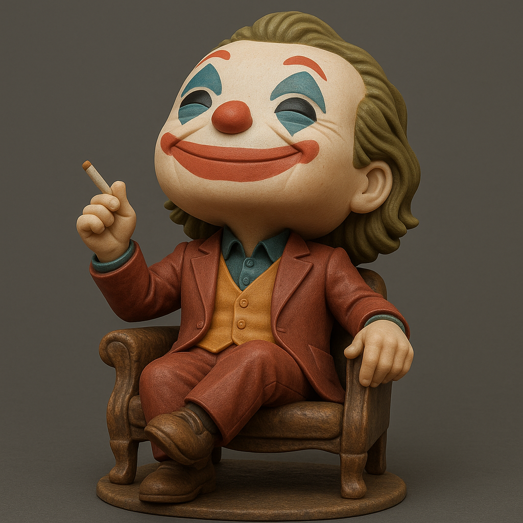 face to 3d model ai-3D portrait printing from photo_Whimsical Joker's Iconic Grin - Fun Chibi Desk Pal