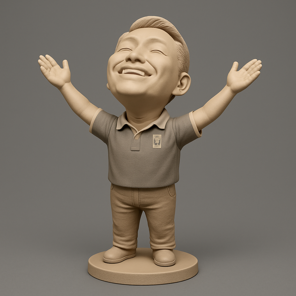 face anatomy 3d model-create 3d face model from photo_Happy Pose Celebration Bobblehead Figurine