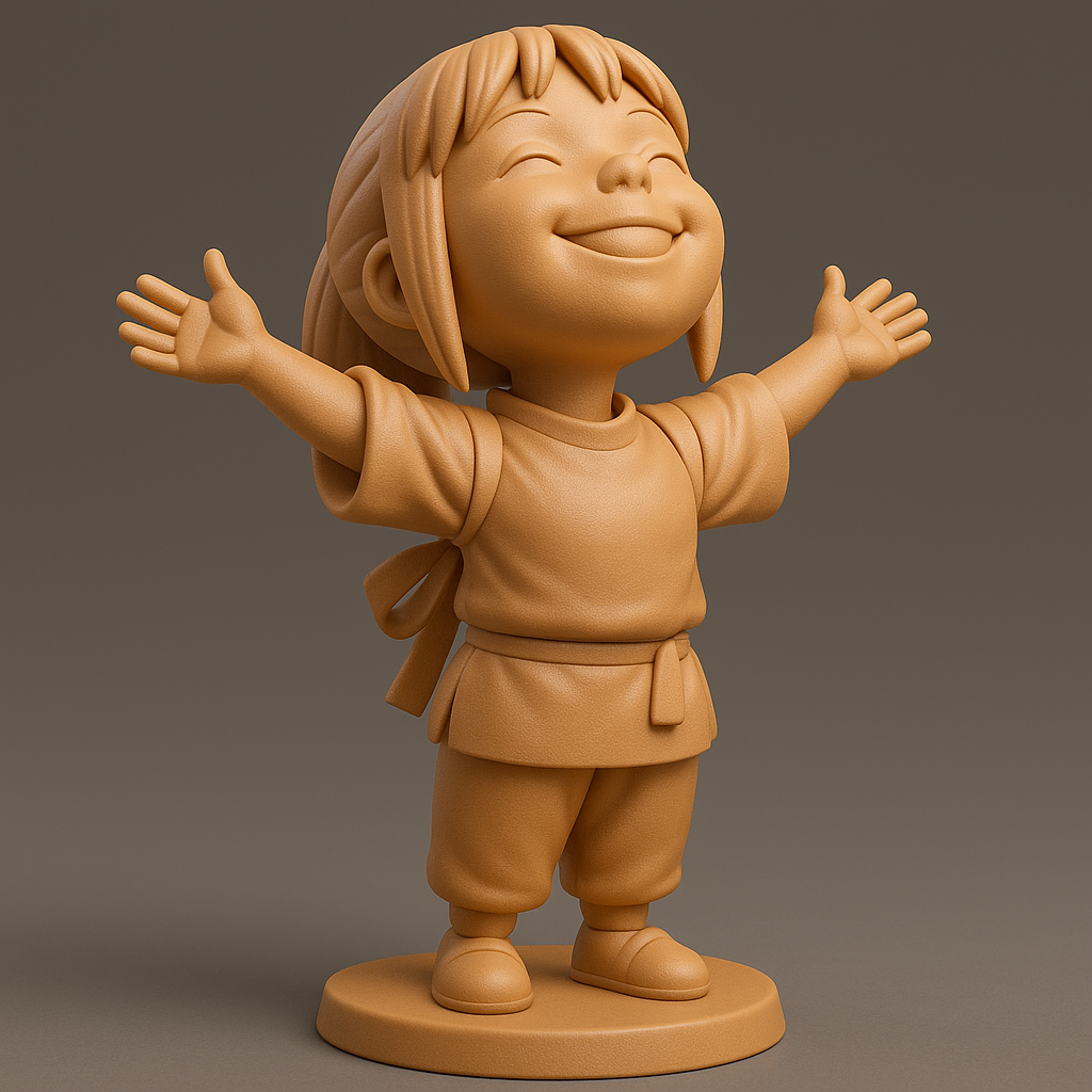 silhouette 3d printer maker-3d portrait printing_Joyful Child Figurine for 3D Printing