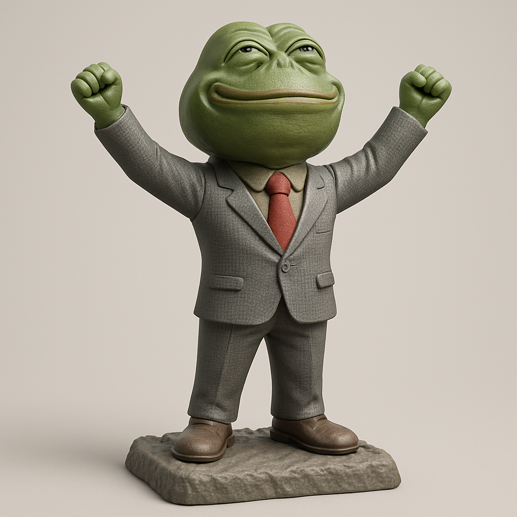 face to 3d model ai-3D portrait printing from photo_Victorious Pepe in Suit: Celebrate Your Success!