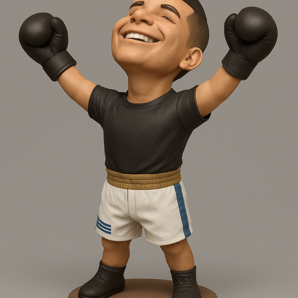 face anatomy 3d model-create 3d face model from photo_Triumphant Boxer: Victory Pose Collectible Figurine