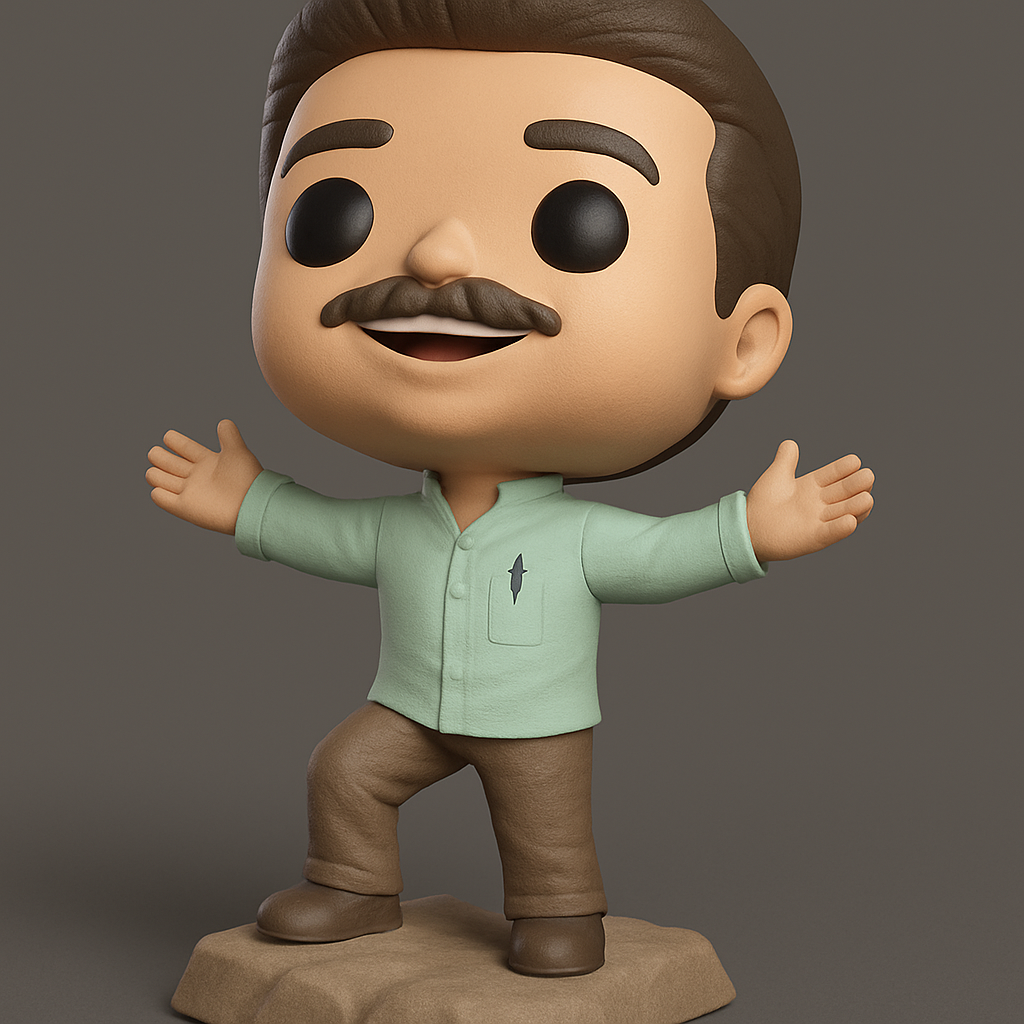 face to 3d model ai-3D portrait printing from photo_Ron Swanson Pop-Style Figure: Mustachioed Wisdom!