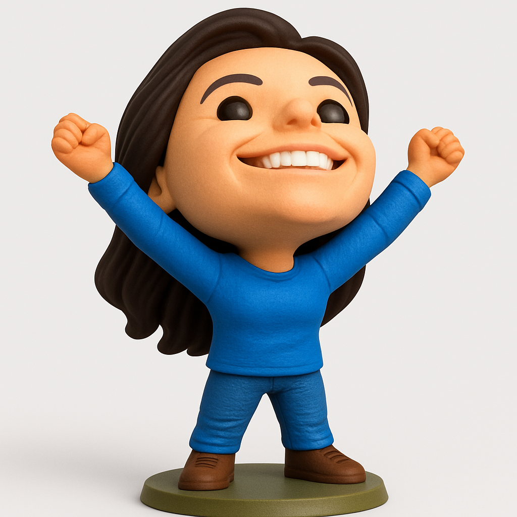 face to 3d model ai-3D portrait printing from photo_Joyful Victory Pose Chibi Figurine - Celebrate Success!