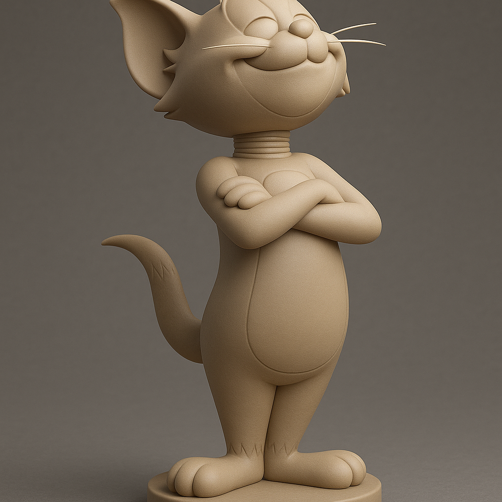 face anatomy 3d model-create 3d face model from photo_Charming Cat Figurine for 3D Printing