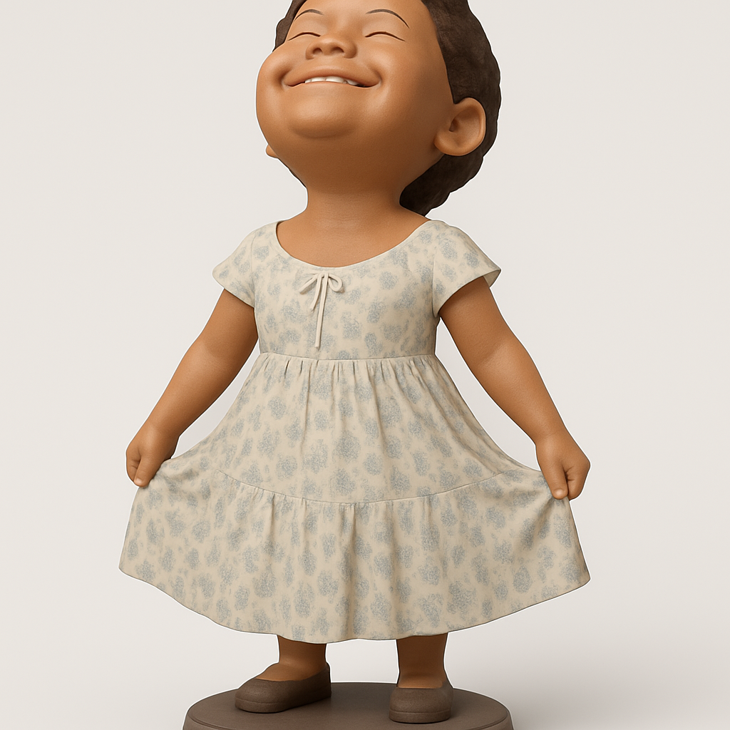face anatomy 3d model-create 3d face model from photo_Joyful Little Girl Figurine: A Smile to Brighten Days