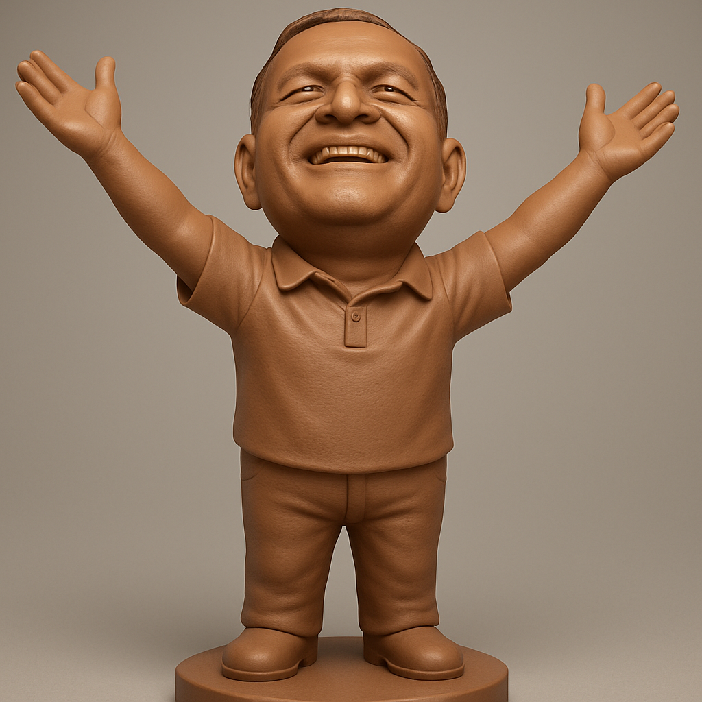 face to 3d model ai-3D portrait printing from photo_Joyful Man Figurine: Happy Desk Buddy Bobblehead