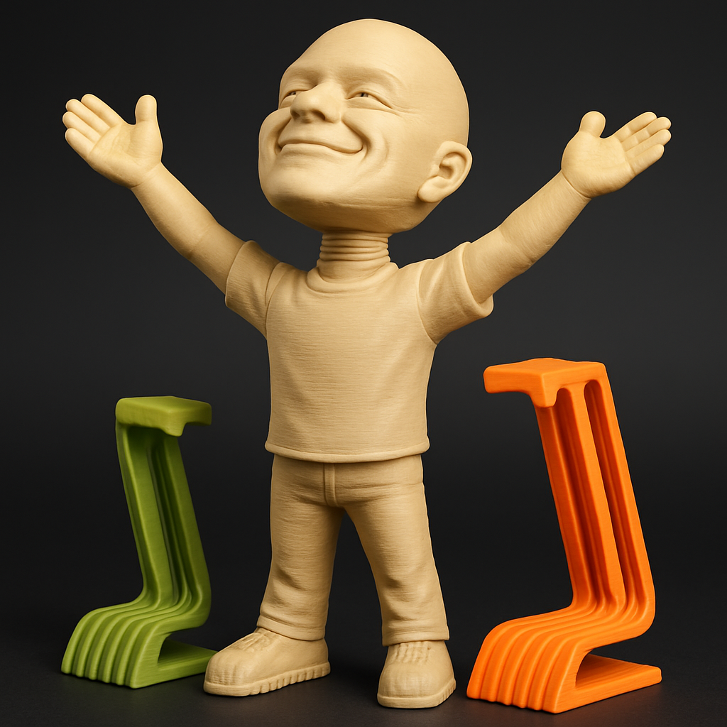 face to 3d model ai-3D portrait printing from photo_Open Arms Joy Figure with Stylish Desk Organizers