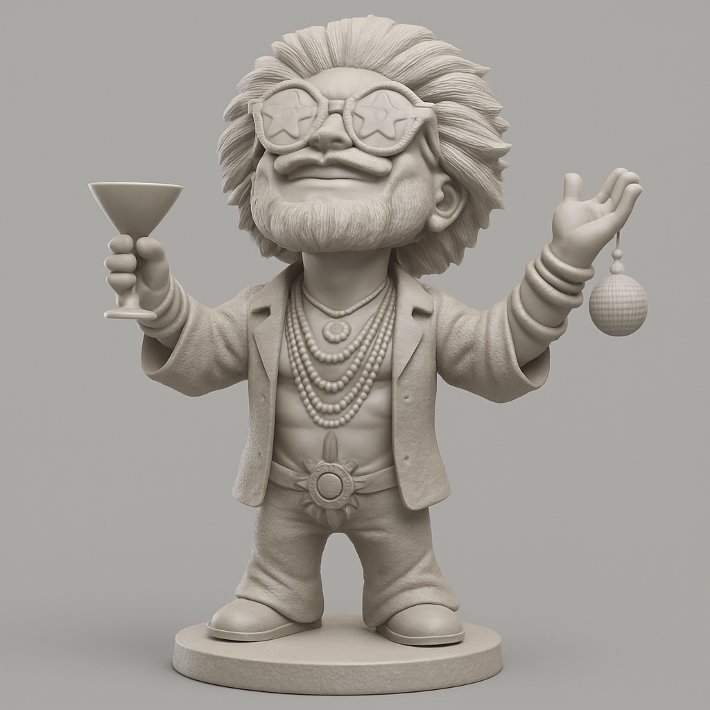 face anatomy 3d model-create 3d face model from photo_Disco King Figurine: Party On! Groovy 3D Print